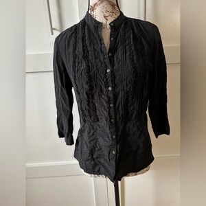 Vintage black silk-cotton blouse